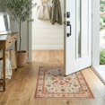 thumbnail image 2 of ODIKA 2'x3' Washable Throw Rug Non-Slip, Low Profile, Flatwoven, Easy Care Door Boho Vintage Scroll Border Motif Distressed Lattice Southwestern for Hallway, Study Room, 2 of 7