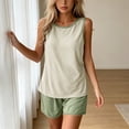 thumbnail image 4 of Blmnix Women's Pajamas Sleepwear Sets Bamboo Pajamas Summer Pajamas Short Pajama Crew Neck Sleeveless Green Short Spring Pajamas for Women Set,XXL, 4 of 5