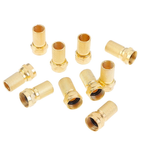 10Pcs Twist on RG6 F Type Coaxial Cable Connector Plugs Brass Connector Copper