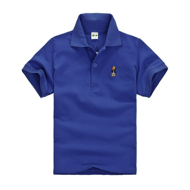 WEIYLL Polo Shirts for Boys Short Sleeve Classic Loose Tunic Button Down Button Soft Solid Tops for 12-18 Months