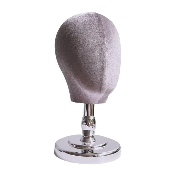 Cabeza de maniquí con base desmontable y soporte para pelucas, ideal para tiendas, centros comerciales y sombreros. Gris y Plata