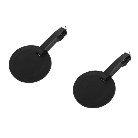 Raindrops 2pcs Pu Leather Luggage Tags Round Business Card Holder Suitcases Baggage Bag Tag Suitcase Labels Id Identify Labels For Carnival Cruise Ships Travel Tags Black