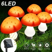 Bilot 6 LED Solar Power String Lights Outdoor Patio Pathway Decor Mushroom Fairy Lamp