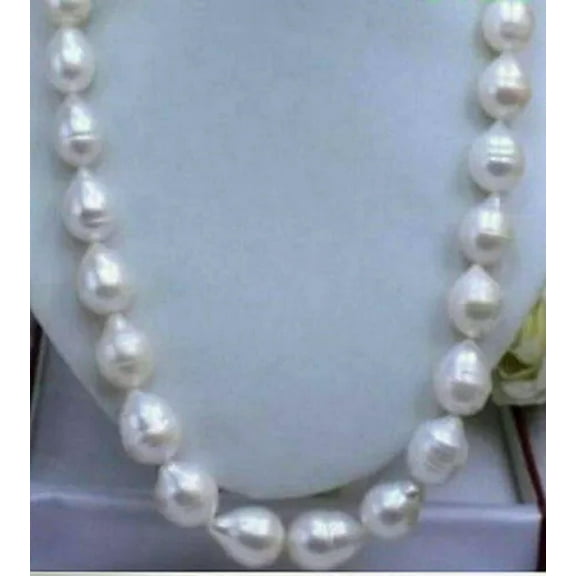 EOEMY Genuine Huge 12-13mm Natural White Freshwater Baroque Pearl Necklace 14-36''-20''