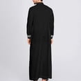thumbnail image 7 of JAJAHO Mens Kaftan Abaya Long Robe Striped Arab Thobe Button Stand Collar Long Sleeve Loose Fit Ankle Length Robe, 7 of 7