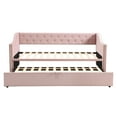 thumbnail image 4 of Bed Frame Twin Size Upholstered daybed with Pop Up Trundle, Pink, 4 of 8