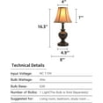 thumbnail image 2 of Smeike Traditional Table Lamp, Desk Lamp for Living Room with Fabric Shade, Vintage Bedside Lamp Bronze Brown Finish for Bedroom Nightstand Office Hotel (Pack-01), 2 of 7