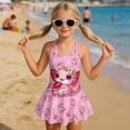 thumbnail image 3 of Uourmeti Cartoon Axolotl Cherry Heart Print Girls' Skirted One-Piece Swimsuit - Quick Dry, Stretchy Swim Dress for Pool & Beach Vacations, 3 of 8