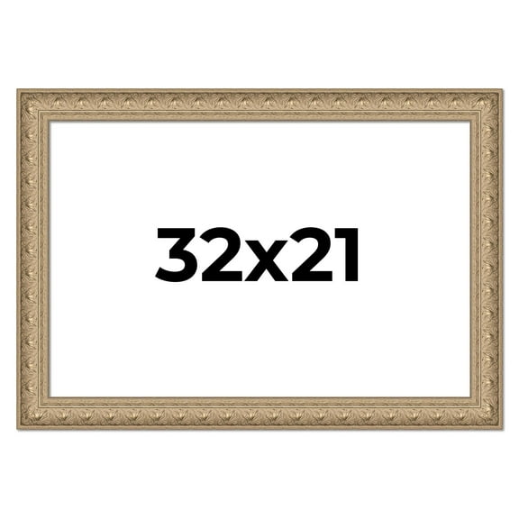 32x21 Frame Ornate Silver Beaded Solid Wood Picture Frame Width 2.5 Inches | Interior Depth 1