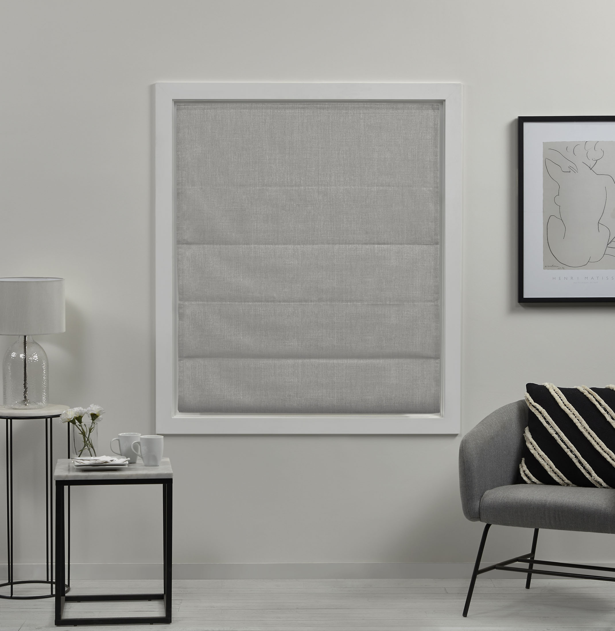 Exclusive Home Thermal Acadia Blackout Roman Shade, Silver, 31"x64"