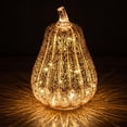thumbnail image 6 of Yyuenw Rose Gold Glass Pumpkin Light, LED Timer Battery Operated Halloween Fall Decor, Mercury Glass Table Centerpiece for Home Mantel, 6 of 7