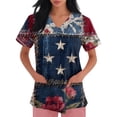 thumbnail image 3 of AHMOMEI 250 Anniversary USA Shirt Womens Scrubs Tops for Women Red White and Blue Women's Nurse Uniform with Pocket S-5XL Plus Size Women Scrub Top, 3 of 4