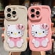 thumbnail image 3 of Para iPhone 11 12 13 Pro Max Carcasa 3D Hello Kitty Maquillaje Espejo Funda De Teléfono Onda Silicona Chica Regalo A Prueba De Golpes Cubierta Trasera, 3 of 4
