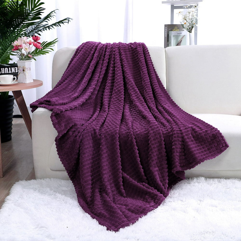 Flannel Fleece Blanket Soft Plush Throw Blanket 50"x60" Purple
