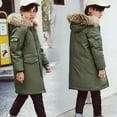 thumbnail image 5 of Mercatoo Hooded Puffer Jacket for Boys Girls 𝗙𝘂r Hood Zip Up Thicken Windproof Down Coat Winter Warm Mid Length Parka, 5 of 6
