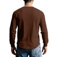 thumbnail image 5 of QHRMKOG Henley Shirts for Men Long Sleeve Classic Fit Warm Solid Color Shirt Casual T-Shirts Trendy Pullover Top Brown XL, 5 of 9