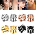 thumbnail image 2 of NUZYZ 4 Pairs Ear Gauge Tunnel Earring Stainless Steel Hip Hop Punk Rhinestone Men Women Ear Stretcher Expander Plug Piercing Jewelry, 2 of 7