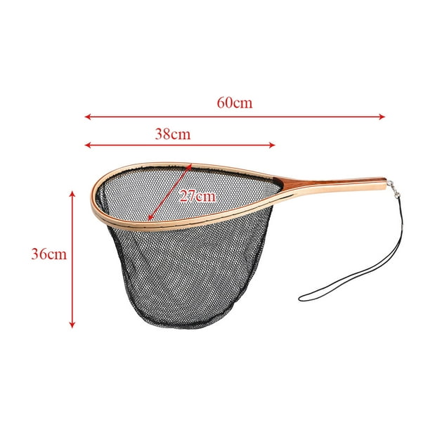 Labymos Portable Lightweight Fly Fishing Landing Net Wooden Handle Frame  Fish Catch and Release Net