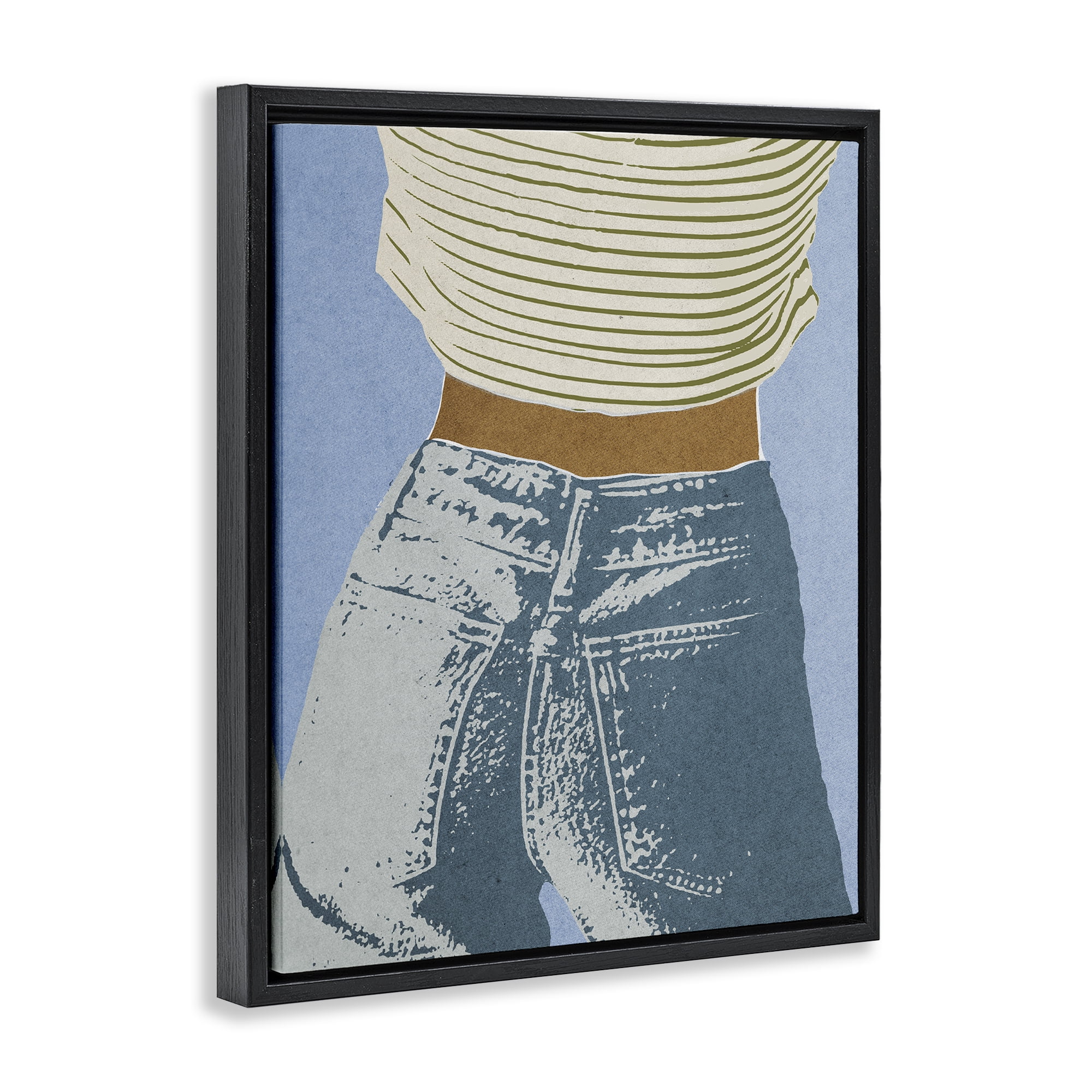 Stupell Industries Vintage Jeans & Tee Black Framed Floater Canvas Wall Art, design by Victoria Barnes