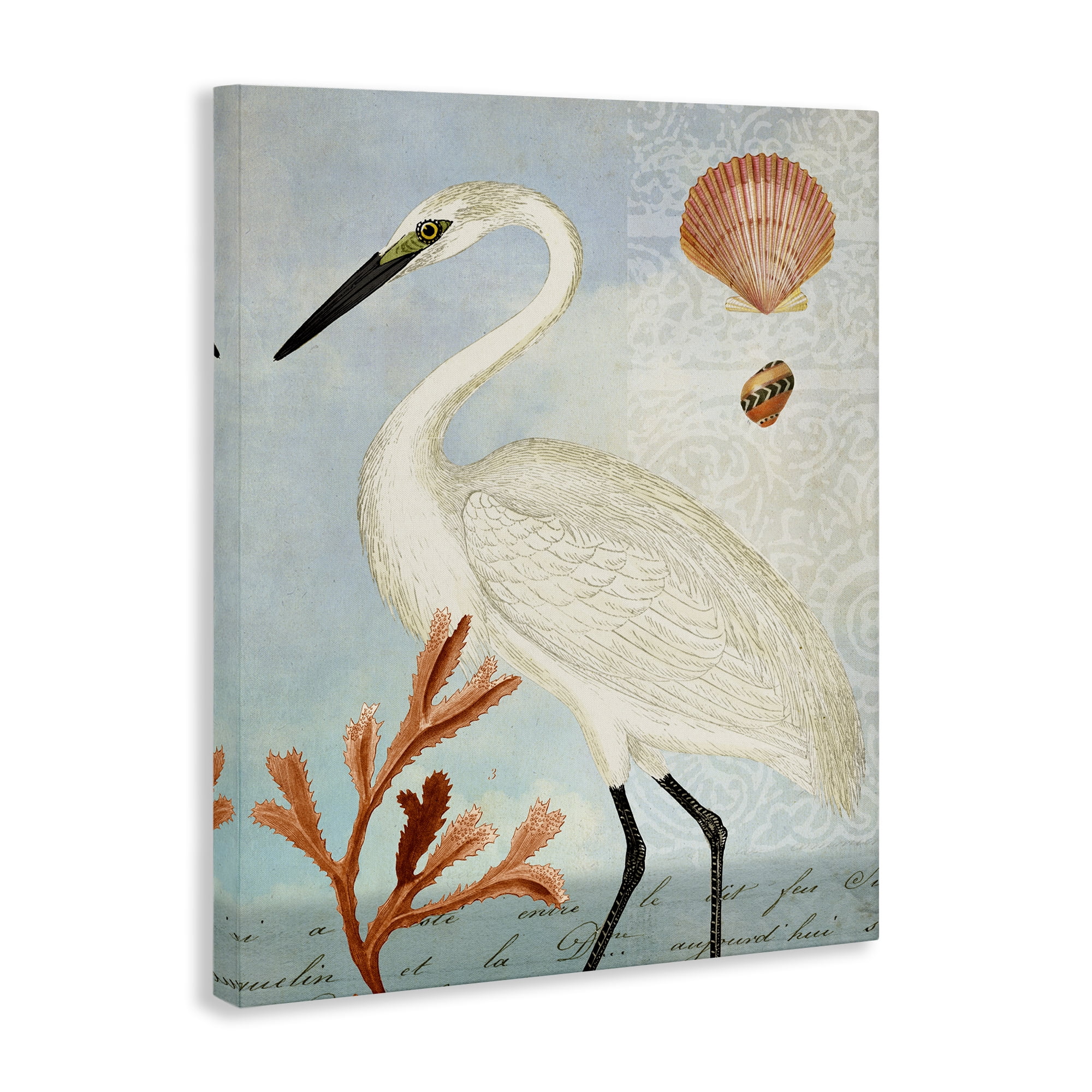 Stupell Industries Traditional Egret Aquatic Motif Animals & Insects Painting Gallery Wrapped Canvas Art Print Wall Art, 30 x 40