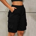 thumbnail image 6 of yillto Women's Cargo Shorts with 6 Pockets Elastic Waist Knee Length Long Hiking Summer Baggy Casual Shorts, 6 of 7