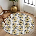 thumbnail image 2 of Round Rugs 6Ft, Yellow Floral Round Area Rug Washable Indoor Throw Carpet, Abstract Watercolor Flower Leaf Plant Soft Non Slip Circle Rug for Office Cabinet Home Decor Aesthetic, 2 of 8