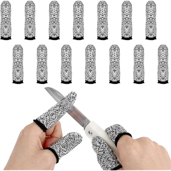 Ljudmp Breathable Cut Resistant Finger Cots Protection Reusable Durable Non Slip Finger Thumb Protector Gloves for Work Kitchen Garden Grey 1pc
