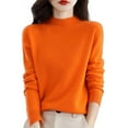 thumbnail image 2 of TANGNADE Women Outerwear Sweatshirt Women's Semi Turtleneck Sweater Long Sleeve Solid Color Pullover with A Base Shirt Autumn And Winter Warm Loose Womens Orange S, 2 of 5