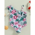 thumbnail image 2 of Bagilaanoe Little Girls One-Piece Swimsuit Flower Print Sleeveless Spaghetti Strap Swimwear 2T 3T 4T 5T 6T 7T Kids Bathing Suit Beachwear, 2 of 9