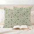 thumbnail image 3 of Green Leaves Outdoor Waterproof Pillow Covers, Pastoral Rustic Botanical Plant Beige Decorative Square Throw Pillowcase Sofa Cushion Sham for Patio/Couch/Chair, 18"x18" 2 Pack, 3 of 8