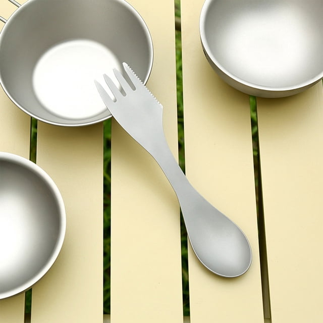 Titaniums Alloy Cutlery Set - Portable Spoon And Fork For Outdoor Camping Convenient To Carry And StoreeFeatures: Made of superior quality titaniums alloy material, and wear, suitable for outdoor
