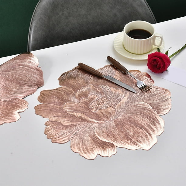 Mantel individual de PVC con diseño floral | Impermeable, antideslizante y resistente al calor | Elegante diseño floral con acabado laminado | Protector de mesa para cocina y hogar