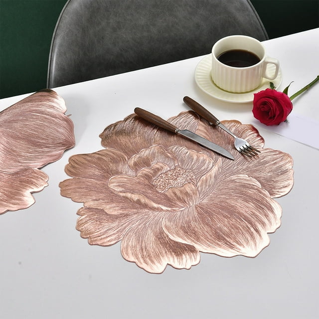 Simulation Flower PVC Table Mat Stamping Waterproof Non Slip Heat Insulation Elegant Decoration Protection Dining Table Suitable For Kitchen