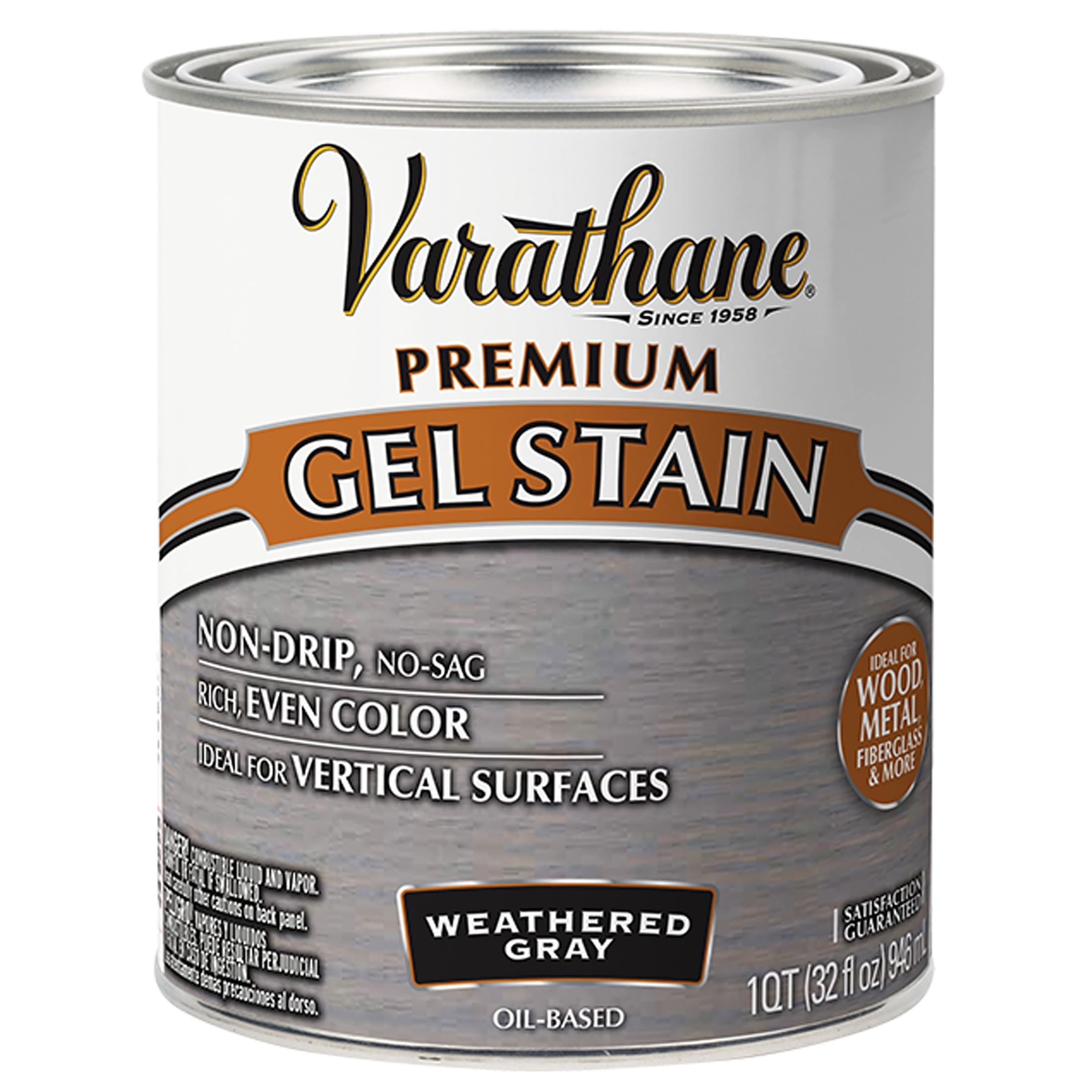 2 Pack, Weathered Gray, Varathane Premium Gel Wood Stain-358175, Quart
