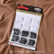 48-Pack Muslim Hijab Pins Color Black and White Safety Pins Plastic Scarf Clip