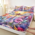 thumbnail image 3 of jejeloiu Wild Animal Dragonfly Queen Sheet Sets,Rainbow Flower Floral Bed Set For Girls Kids 4pcs, 3 of 7