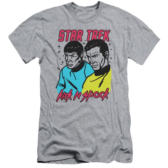Star Trek Kirk N Spock Adult 30/1 T-Shirt Athletic Heather
