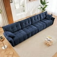thumbnail image 4 of 142" Oversized Chenille Modular Sectional Sofa with High-Resilience Memory Foam Cushion, Adjustable Lumbar Support, 4-Seater Upholstered Corner Sofa with 2 Throw Pillows, for Living Room, Blue, 4 of 7