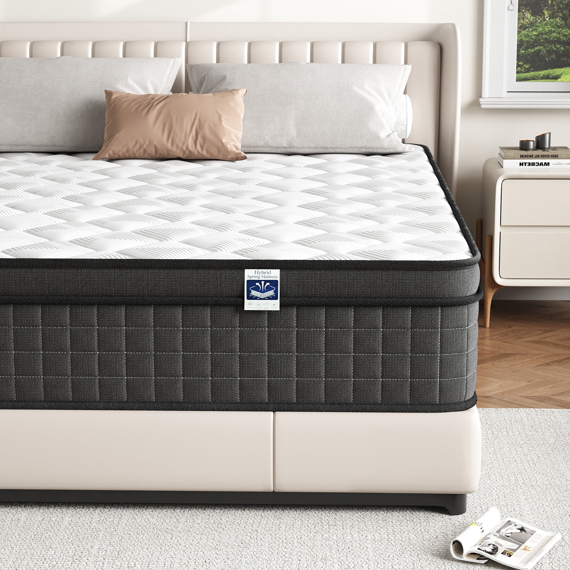 Queen Size 12" Hybrid Mattress - Gel Memory Foam & Pocket Springs, Medium Firm Feel, Motion Isolation, Pressure Relief, CertiPUR-US