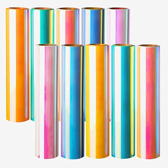 Stardustworkx Holographic Heat Transfer Vinyl Holographic Vinyl Holographic Iron on Vinyl Sheets Bundle for HTV 10 Inch X 12 Inch for Cricut Silhouette Cameo and Heat Press (10 Sheets Assorted Pack)