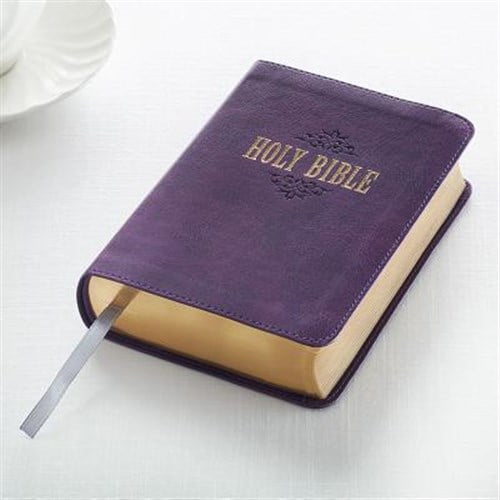Pre-Owned KJV Holy Bible, Compact Large Print Faux Leather Red Letter Edition - Ribbon Marker, King James Version, Purple