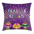thumbnail image 1 of New Orleans Throw Pillow Cushion Cover, Fat Tuesday Mardi Grass Party Starburst Pattern Figures with Harlequin Masks, Decorative Square Accent Pillow Case, 24 X 24 Inches, Multicolor, by Ambesonne, 1 of 2