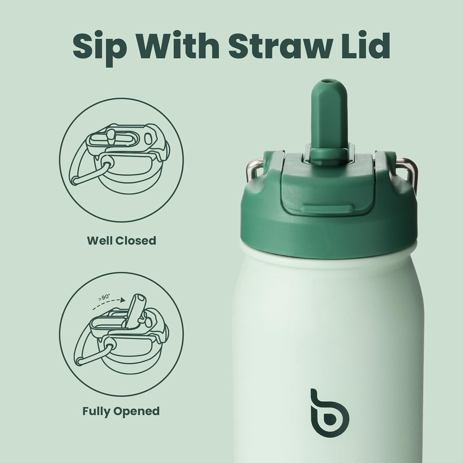 BOTTLE BOTTLE 24 oz sports water bottle stainless steel insulated water bottle with straw and pills holder green