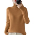 thumbnail image 2 of QASIEATN Sweaters for Graceful Ladies Fashion, Autumn and Winter Standing Neck Large Loose Pullover Knitted Versatile Solid Color Top, Womens Fall Tops, 2 of 3