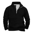thumbnail image 5 of KaLI_Store Quarter Zip Sweatshirts for Men Long Sleeve Fleece Pullover Lightweight Casual Stand Collar Fall Tops Outdoor Warm Sweatshirts Black,S, 5 of 5