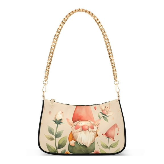 Gnome in LeavesWomen Small Shoulder Bag Crossbody Tote Hobo Bags Purse Clutch Handbags with Chain Strap for Women