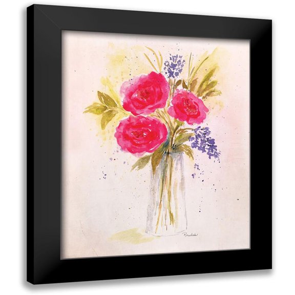 Murdock, Ramona 12x14 Black Modern Framed Museum Art Print Titled - Roses in Clear Vase