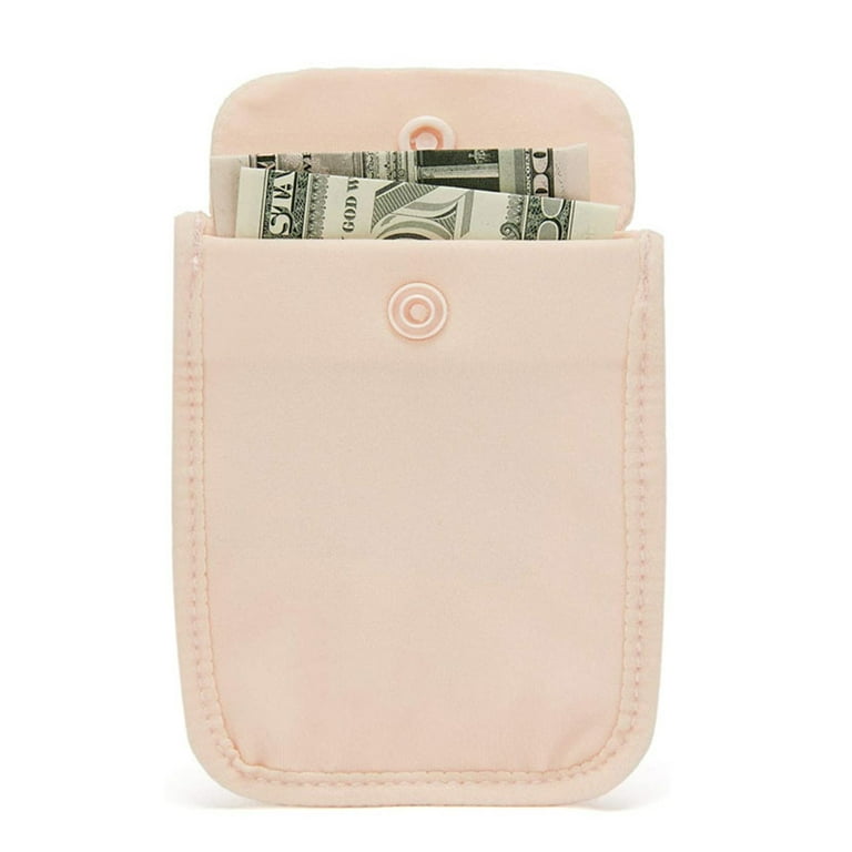 Women Coin Pouch Solid Color Hidden Bra Wallet Flap Clasp Travel
