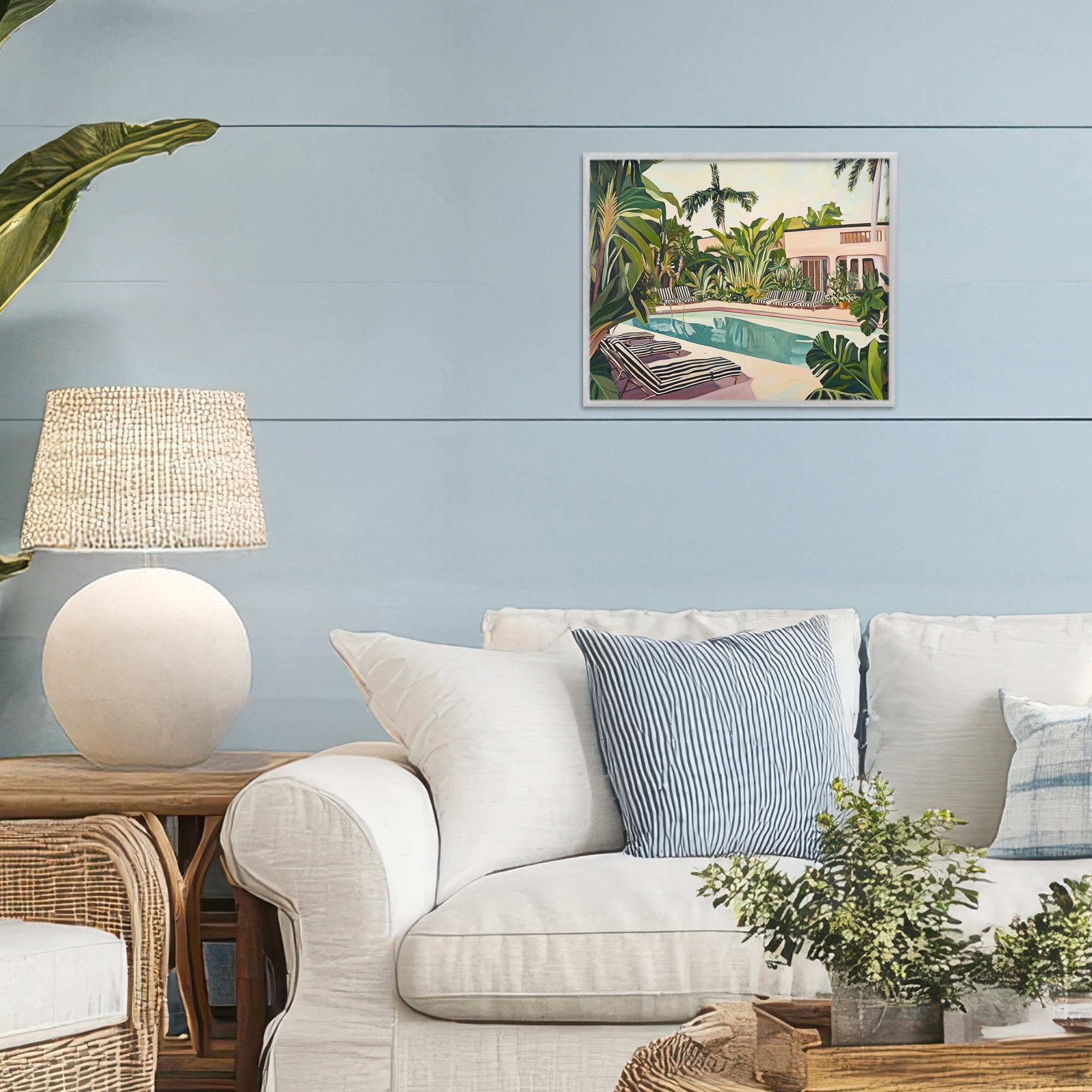 Stupell Industries Poolside Resort Lounge Chairs Gray Framed Giclee Art, design by Sisi and Seb