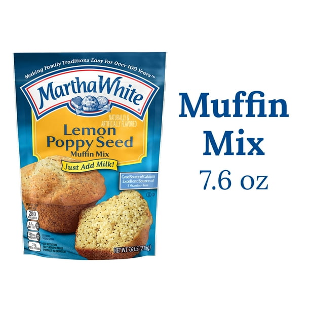 Martha White Lemon Poppy Seed Muffin Mix, 7.6 Oz Bag